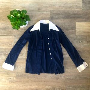 Navy Blue Vintage Button Down